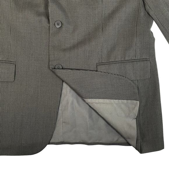 Oscar De La Renta Men Suit Jacket Mens 46L Brown Black Houndstooth Wool Blazer - Picture 3 of 5